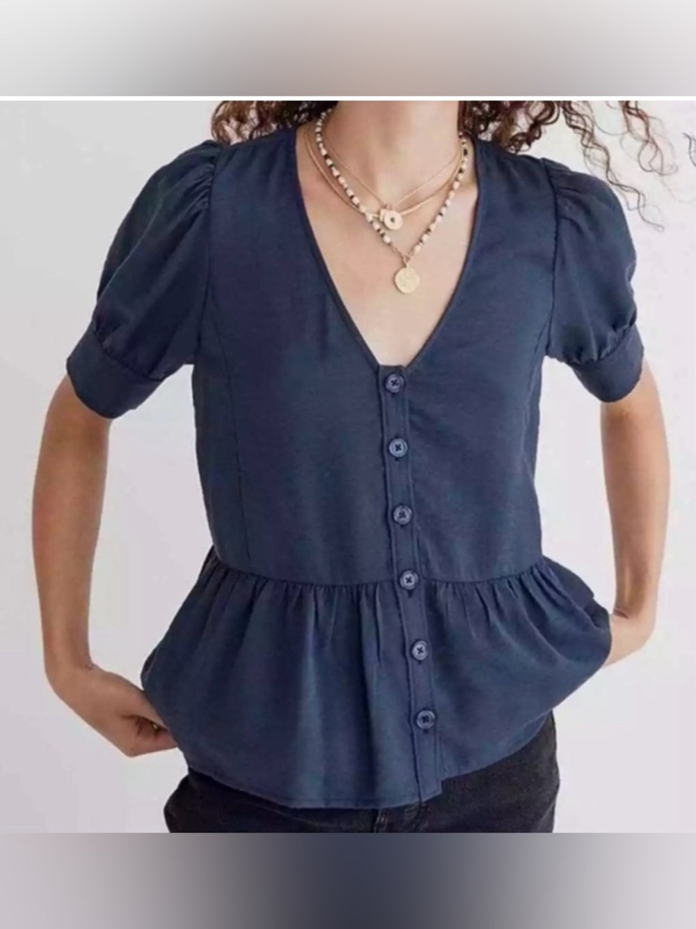 Madewell drapeweave puff sleeve top, small